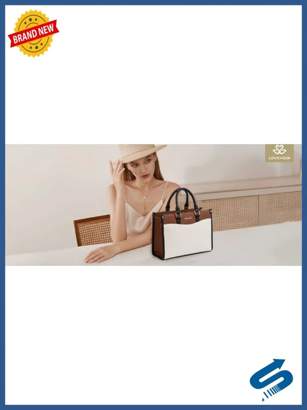 Vegan Leather Satchel Bag for Women, Top Handle Crossbody Shoulder Purse with
